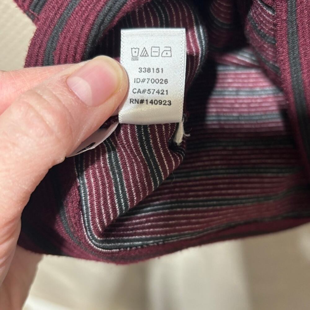 Lou & Grey Womens Burgundy Striped Knit Dress Short Sleeve Pockets S - Picture 7 of 10